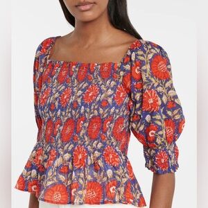 Velvet Corryn printed cotton top in multicolor, size XS